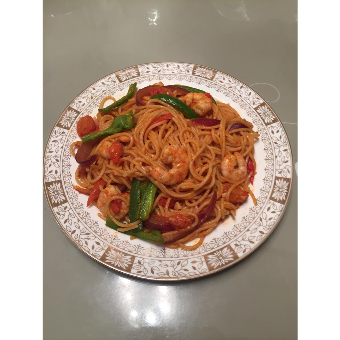 番茄虾仁意面