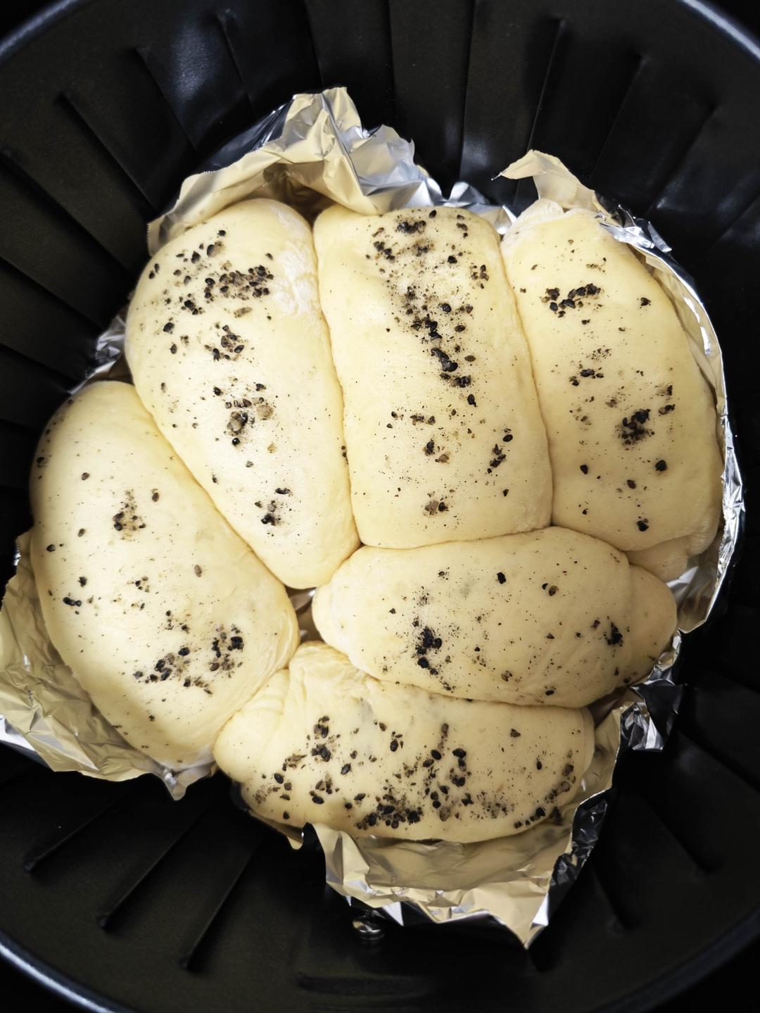 空气炸锅版免揉面包！！！一次成功！