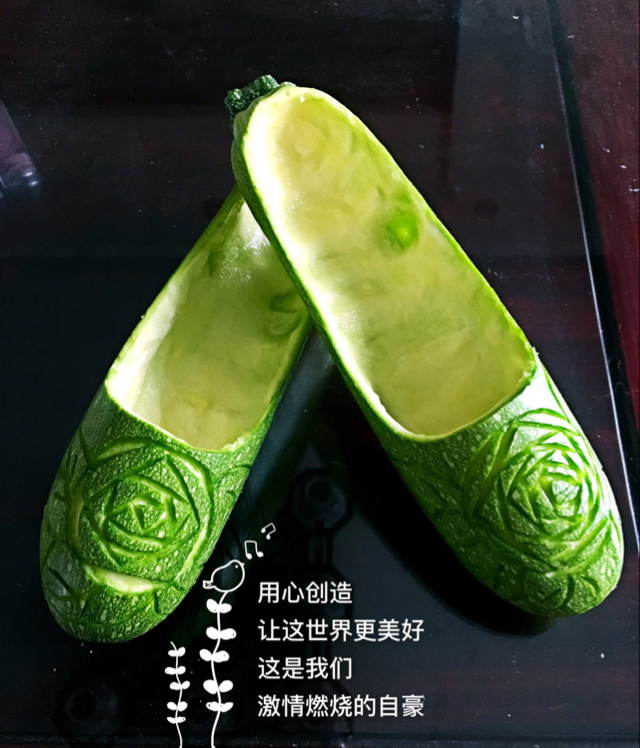 巧用西葫芦做绣花鞋