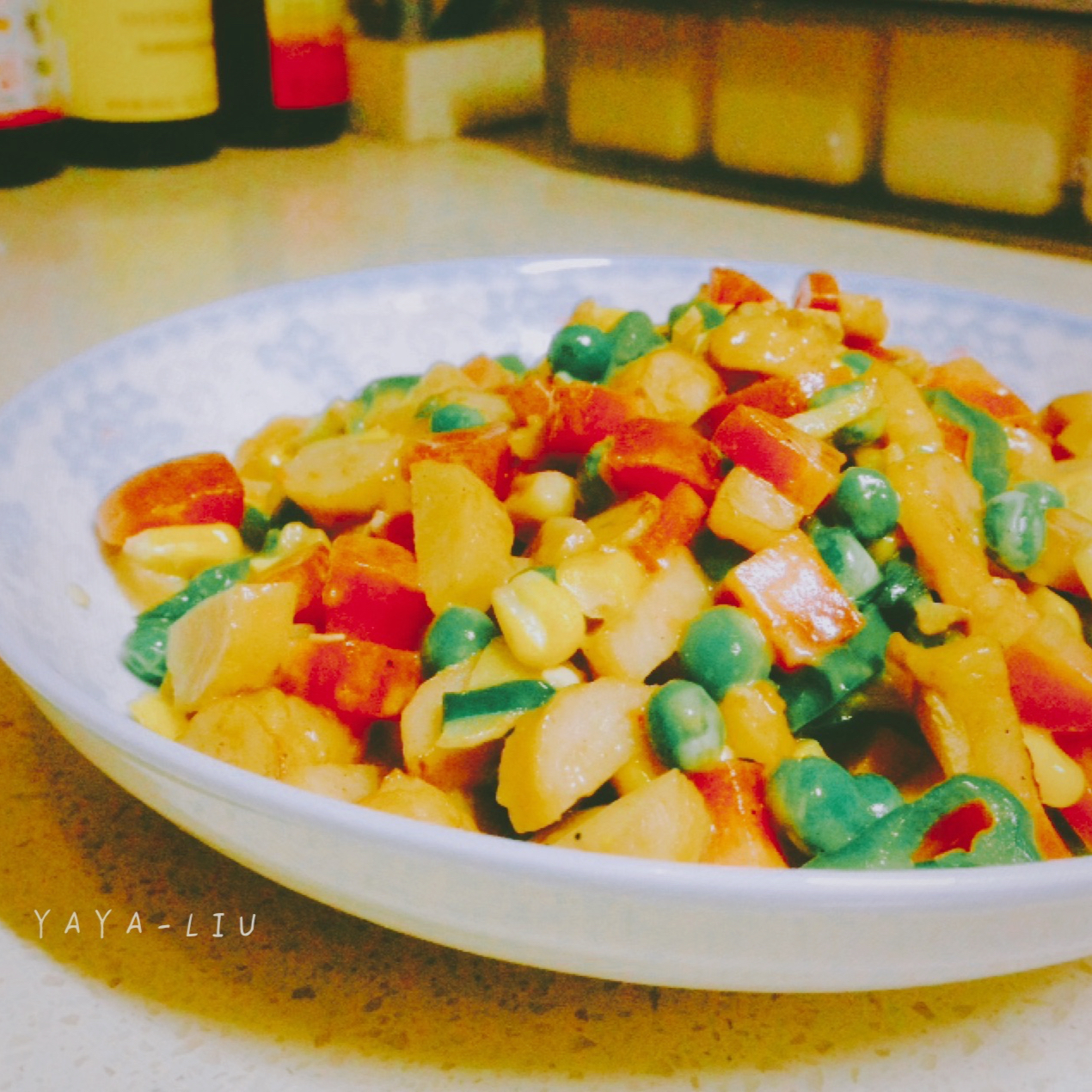 青豆玉米火腿粒粒炒