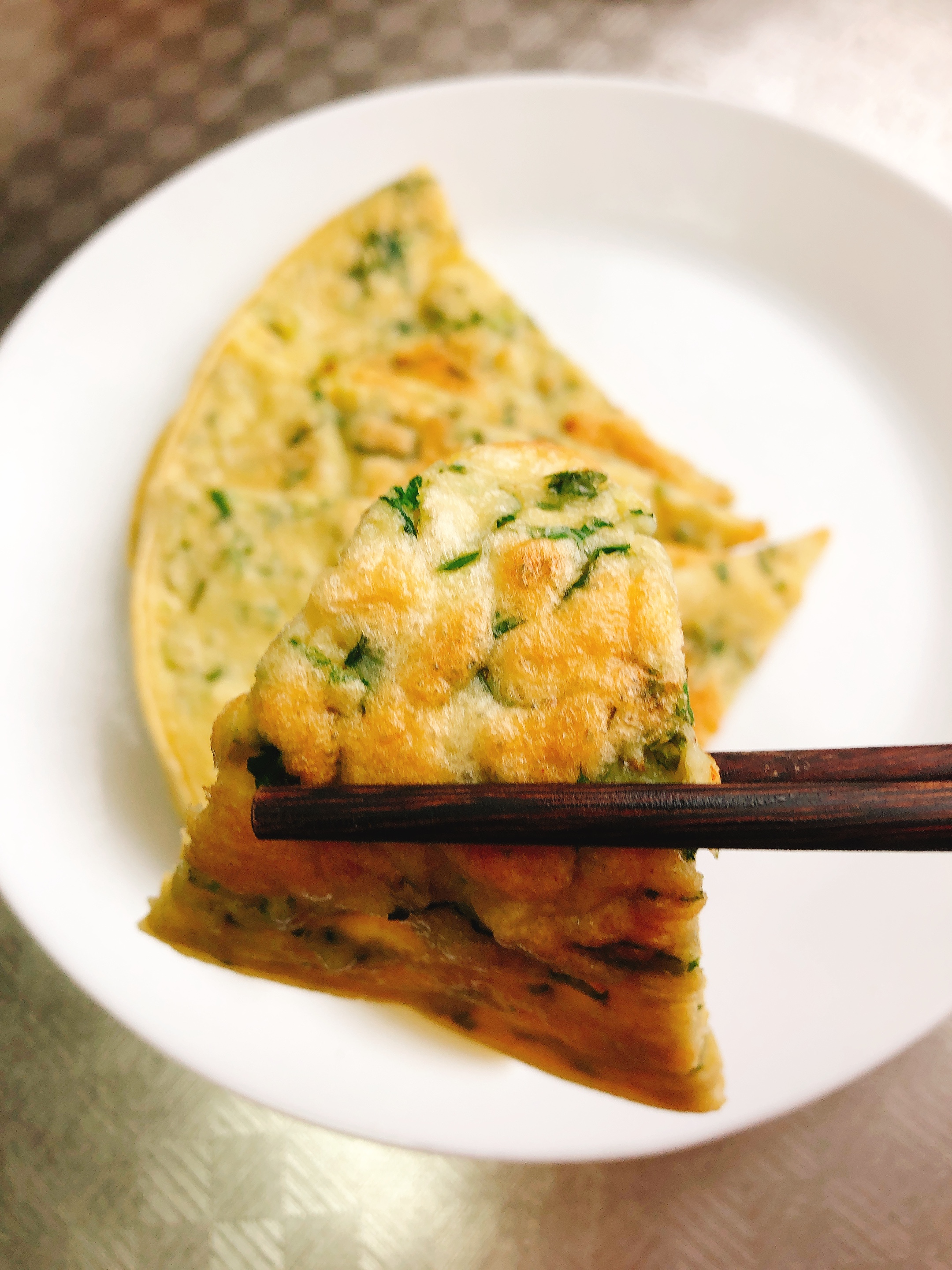 筷子 一搅一拌，轻松做出好吃的香菜饼的做法