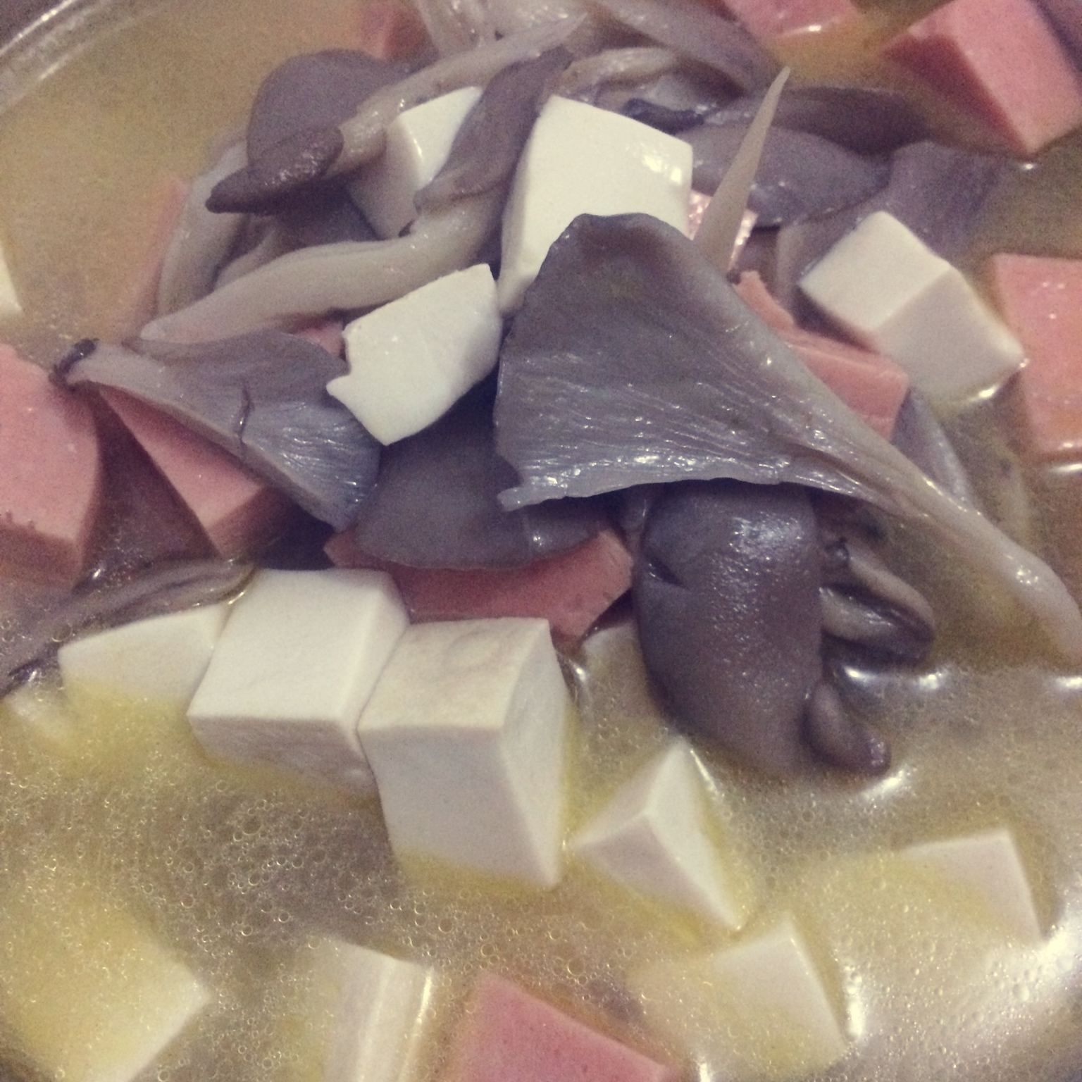 火腿豆腐平菇汤