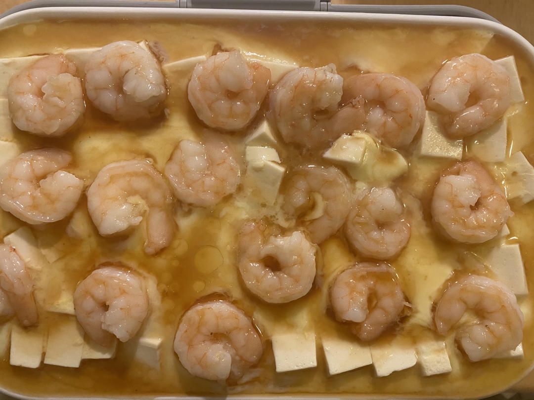 虾仁豆腐蒸水蛋