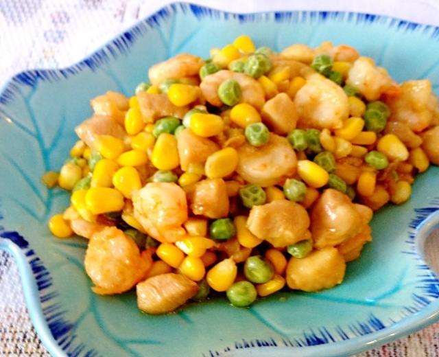玉米青豆虾仁鸡丁的做法