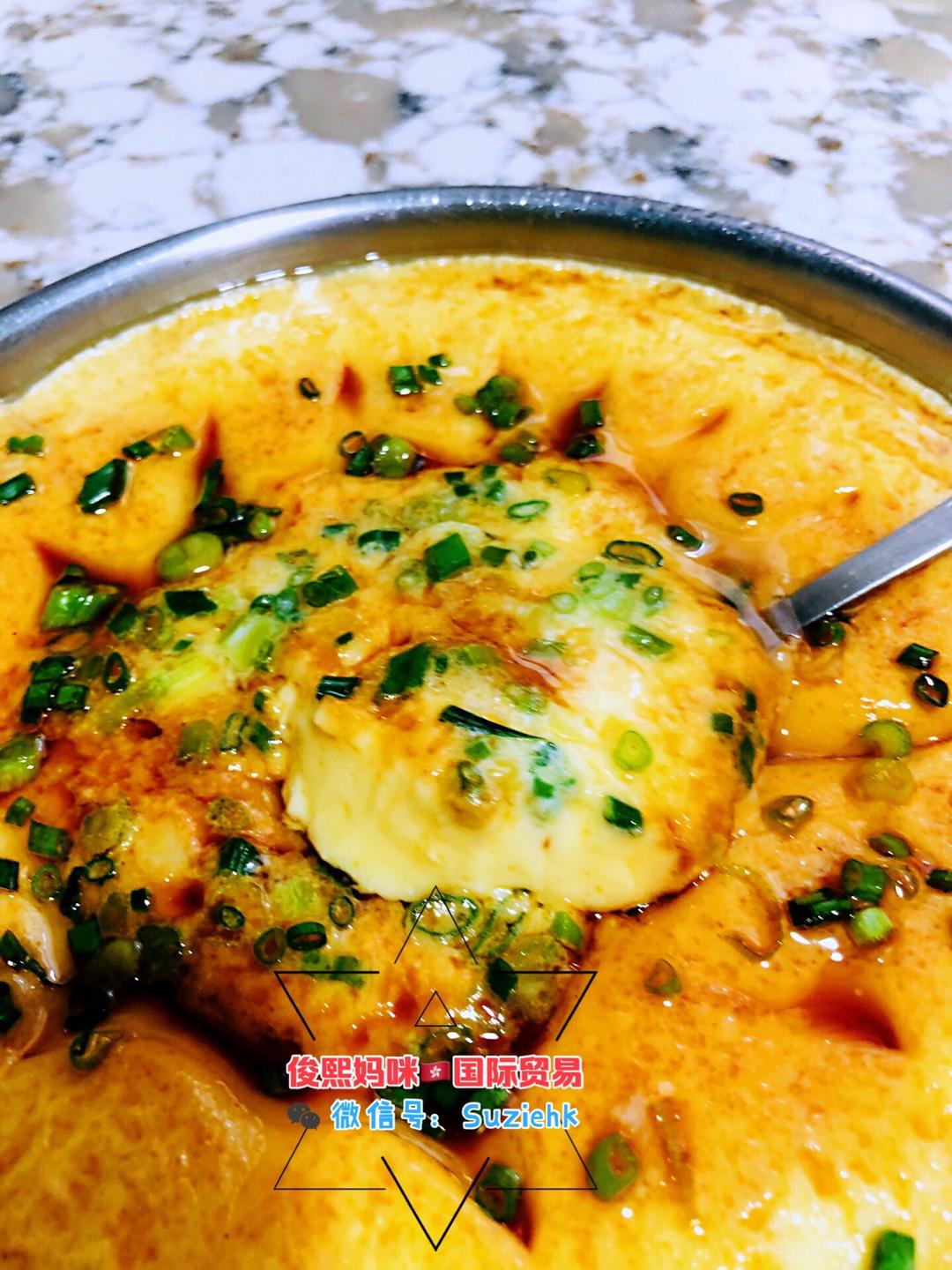 香葱熟油蒸滑水蛋的做法