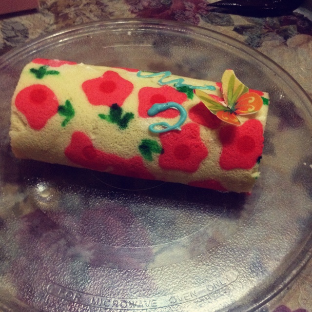 桃花手绘蛋糕卷