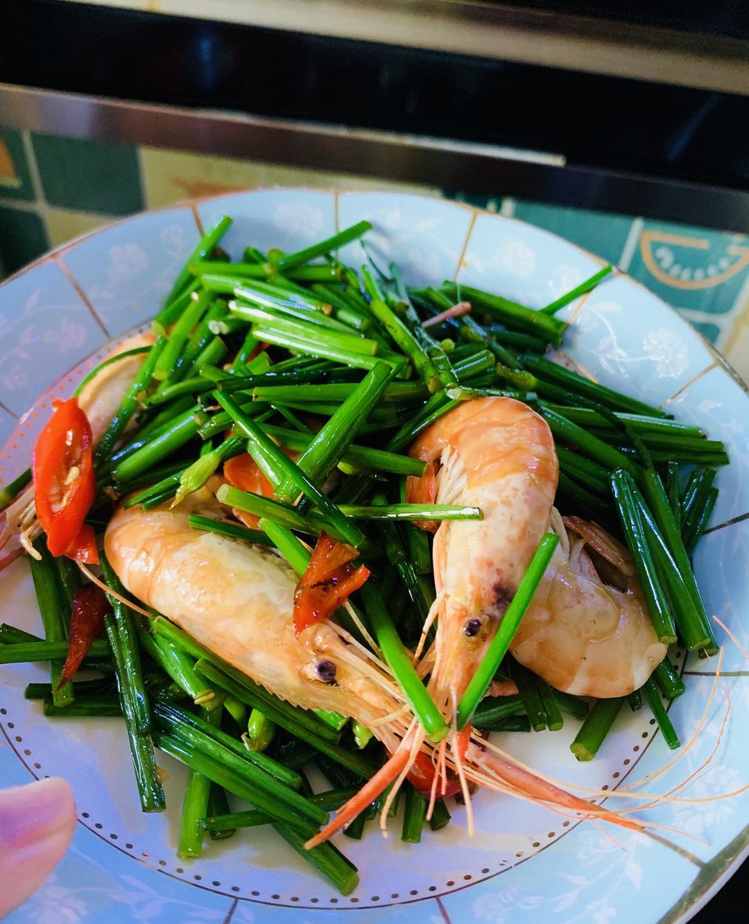 鲜食清香的韭菜花炒大虾🦐的做法的做法