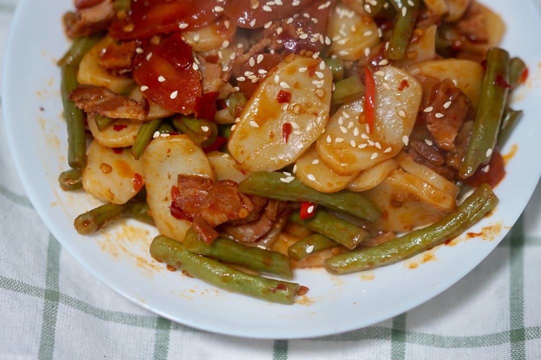 香辣豆角焖年糕
