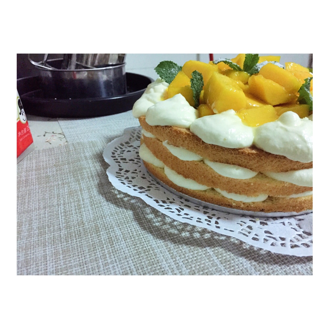 【零失败】不会裱花没关系的水果裸蛋糕 芒果裸蛋糕 完美戚风胚