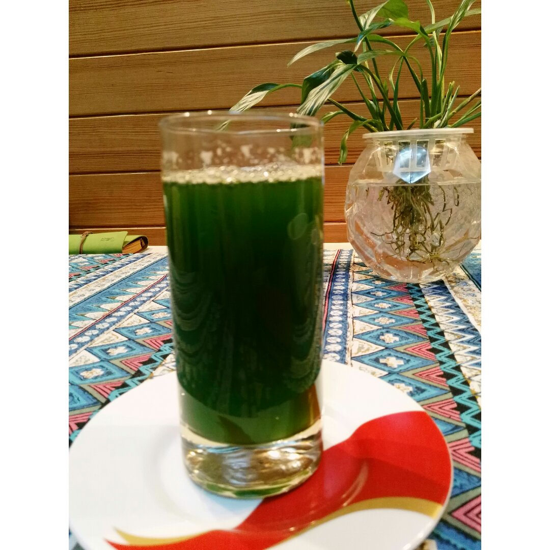 文静_3vsq做的用自己种的小麦苗榨汁