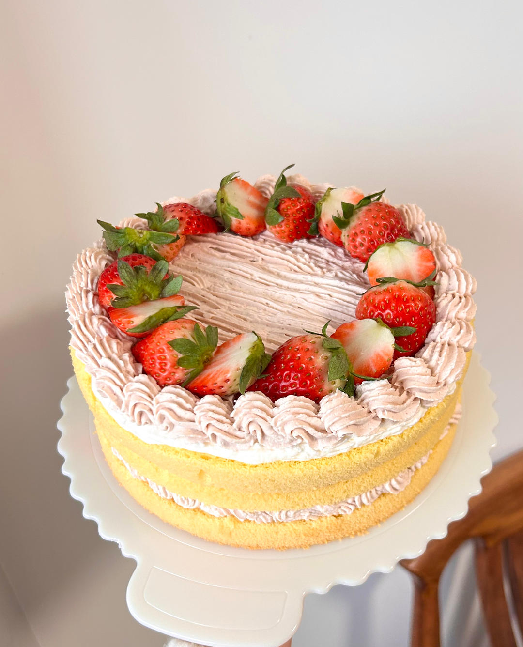 8寸🍓草莓奶油裸蛋糕·免熬酱新手友好（草莓粉版）