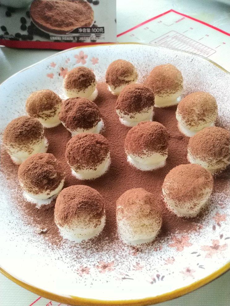 免烤箱‼️简单三步的可可牛奶球🔥超Q弹