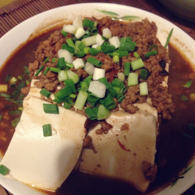 香辣肉末蒸豆腐