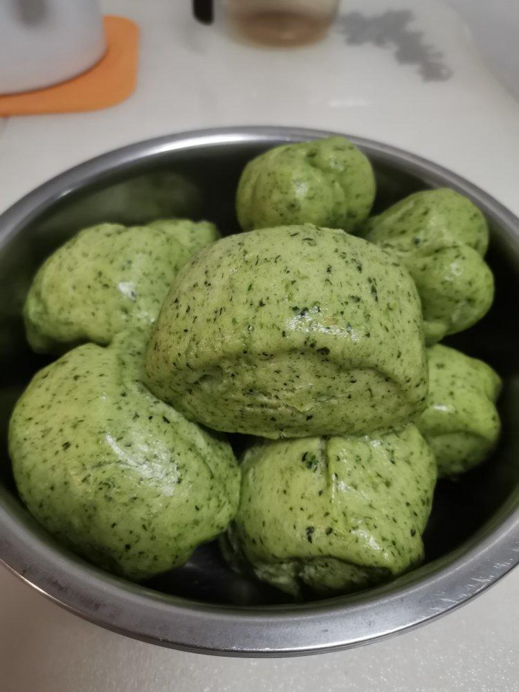 香芋牛奶茶做的菠菜馒头