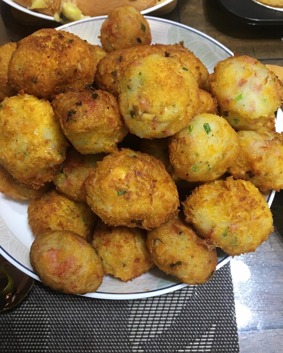 虾仁土豆泥饼球【煎或炸😋】