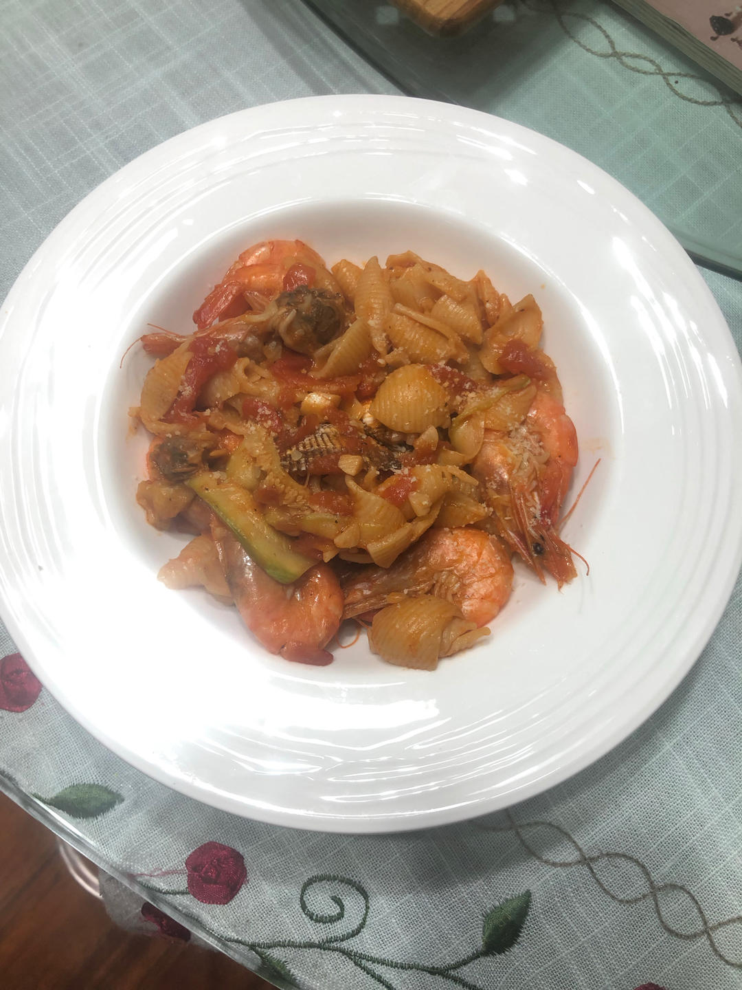 西葫芦海鲜意面