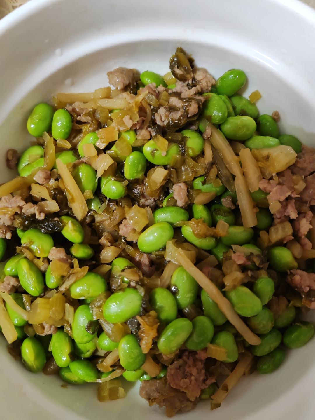 雪菜毛豆肉丝