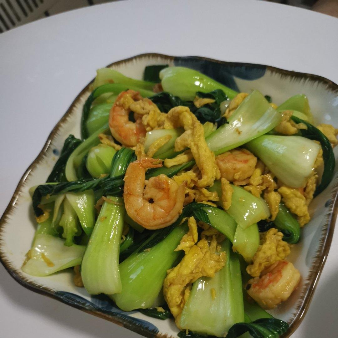 上海青（油菜）炒虾仁鸡蛋