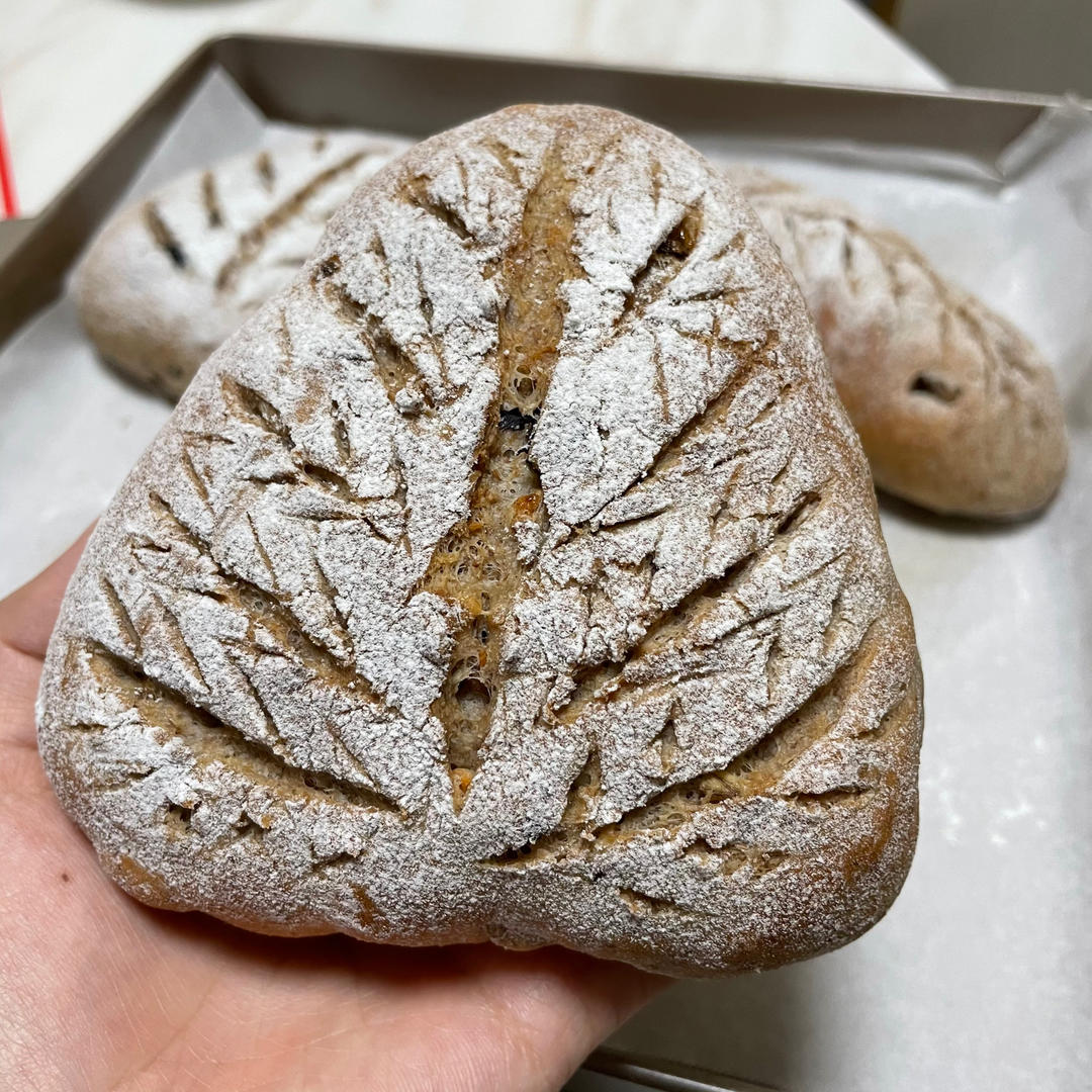 全麦蔓越莓核桃软欧包