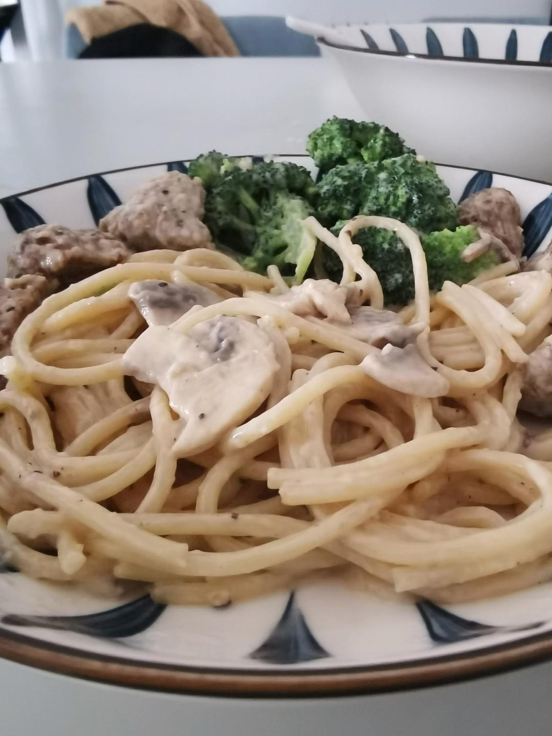 奶油蘑菇培根意大利面