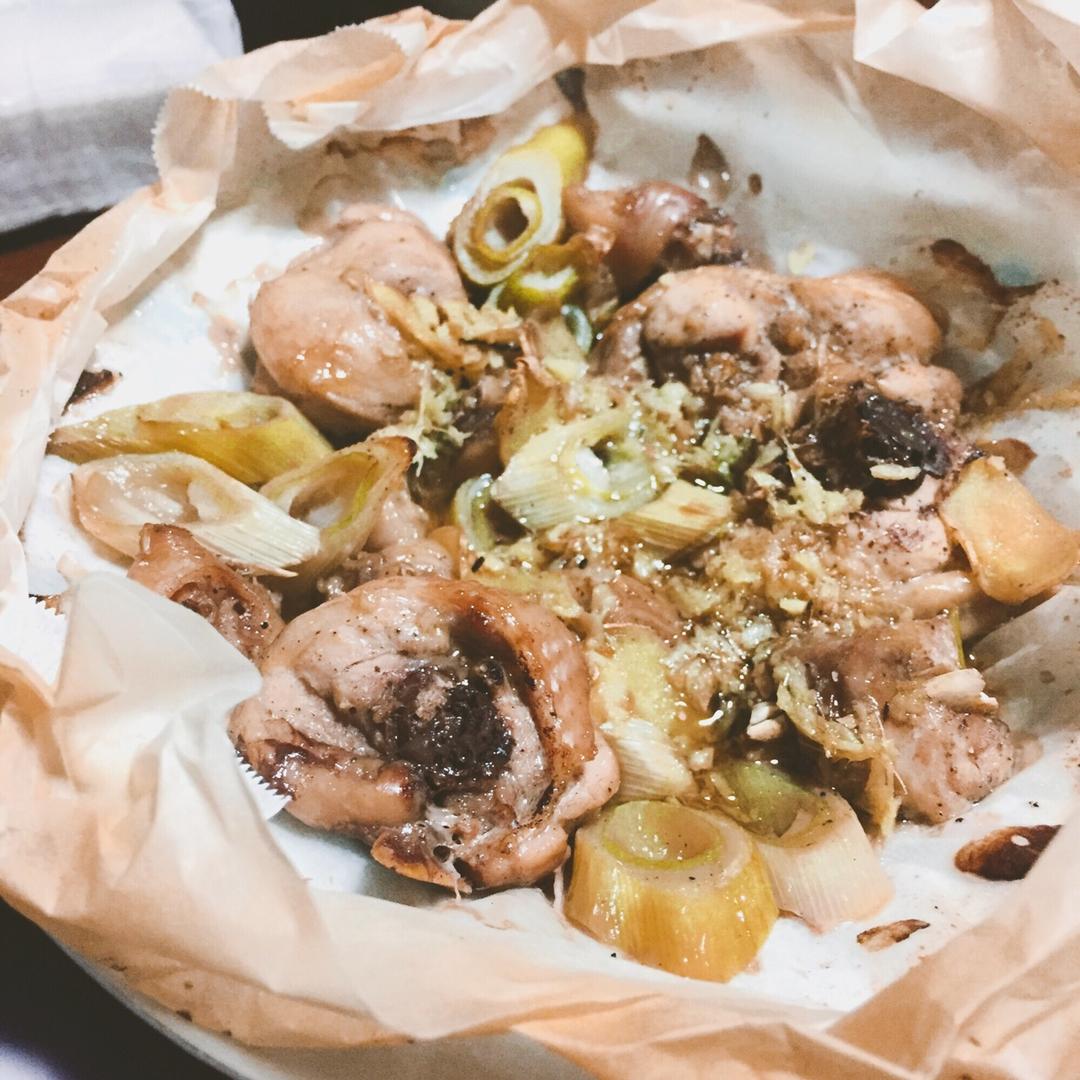 纸包烤葱油鸡