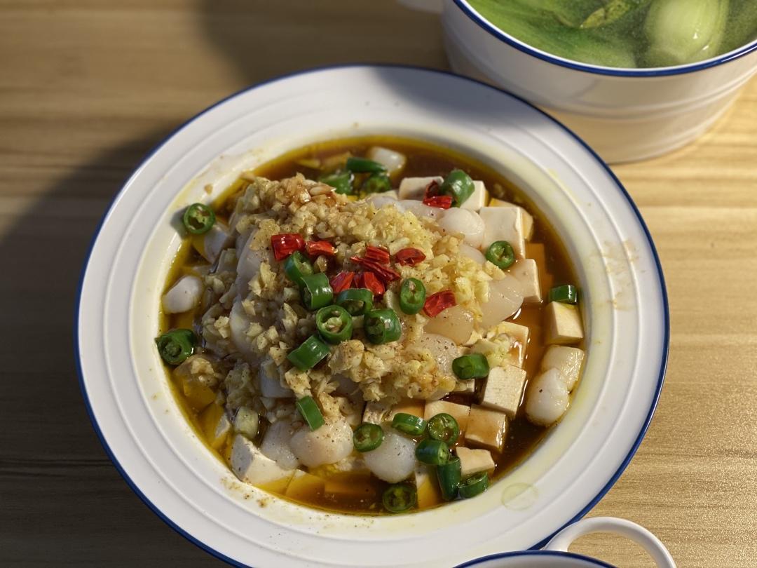 鲜贝蒸豆腐