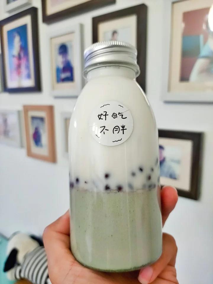 巨简单，清凉爽口的蜜豆抹茶冻撞奶