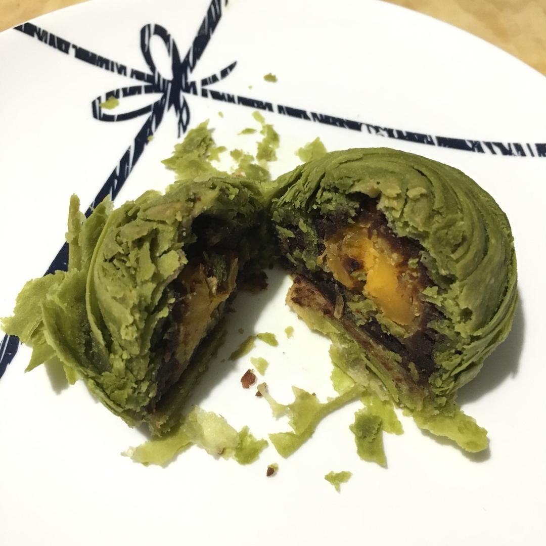 抹茶酥蛋黄酥，附手工揉面方法，详细步骤，新手易学