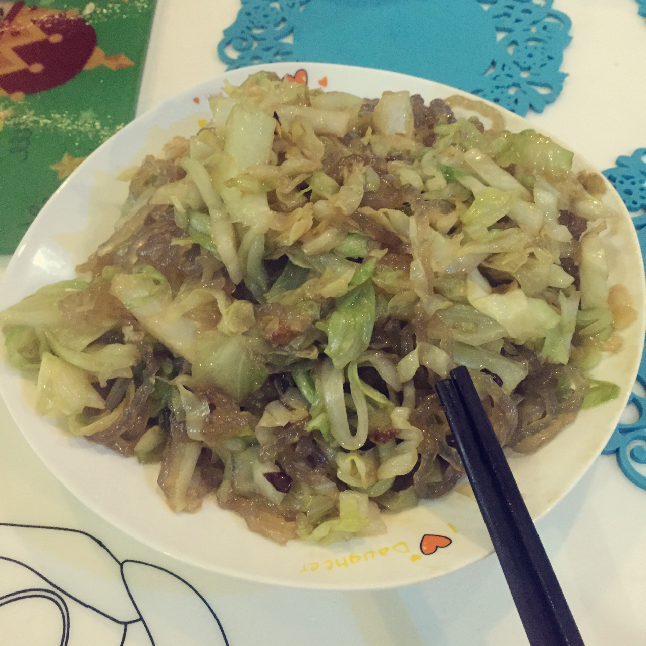 包菜粉丝炒鸡蛋
