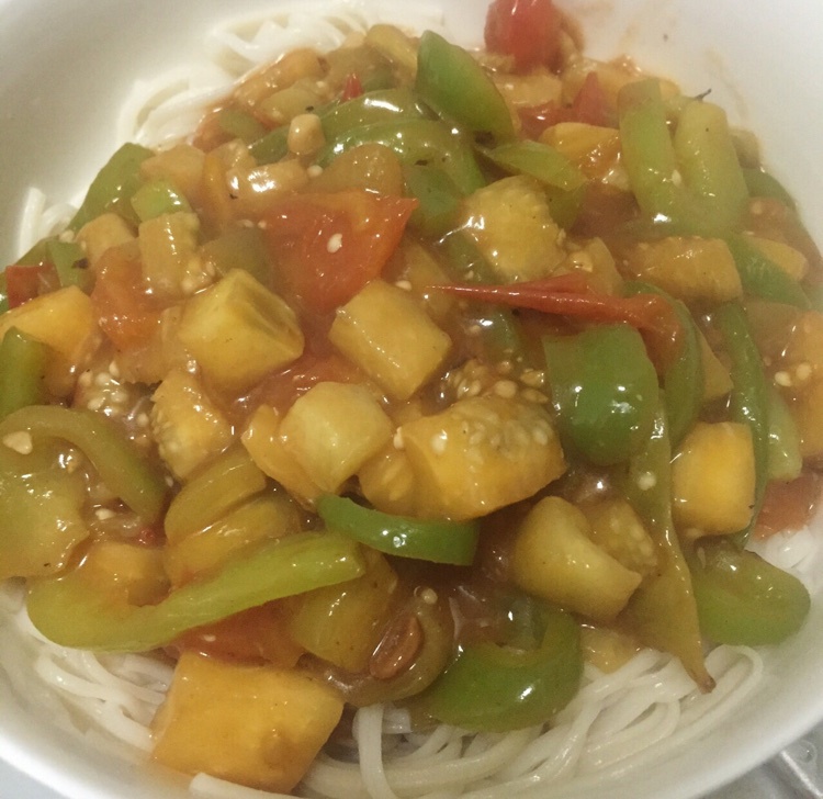 茄子辣椒打卤面