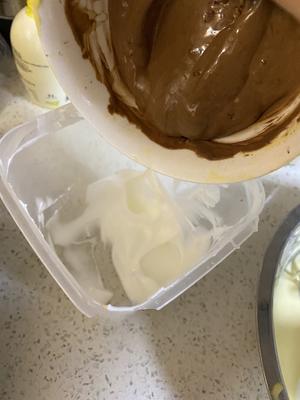 大理石纹可可轻乳酪蛋糕（可可粉/消耗奶油奶酪/不用黄油/八寸方盘）的做法 步骤20