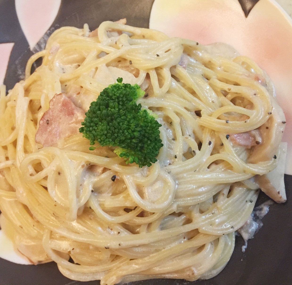 白汁蘑菇培根意粉