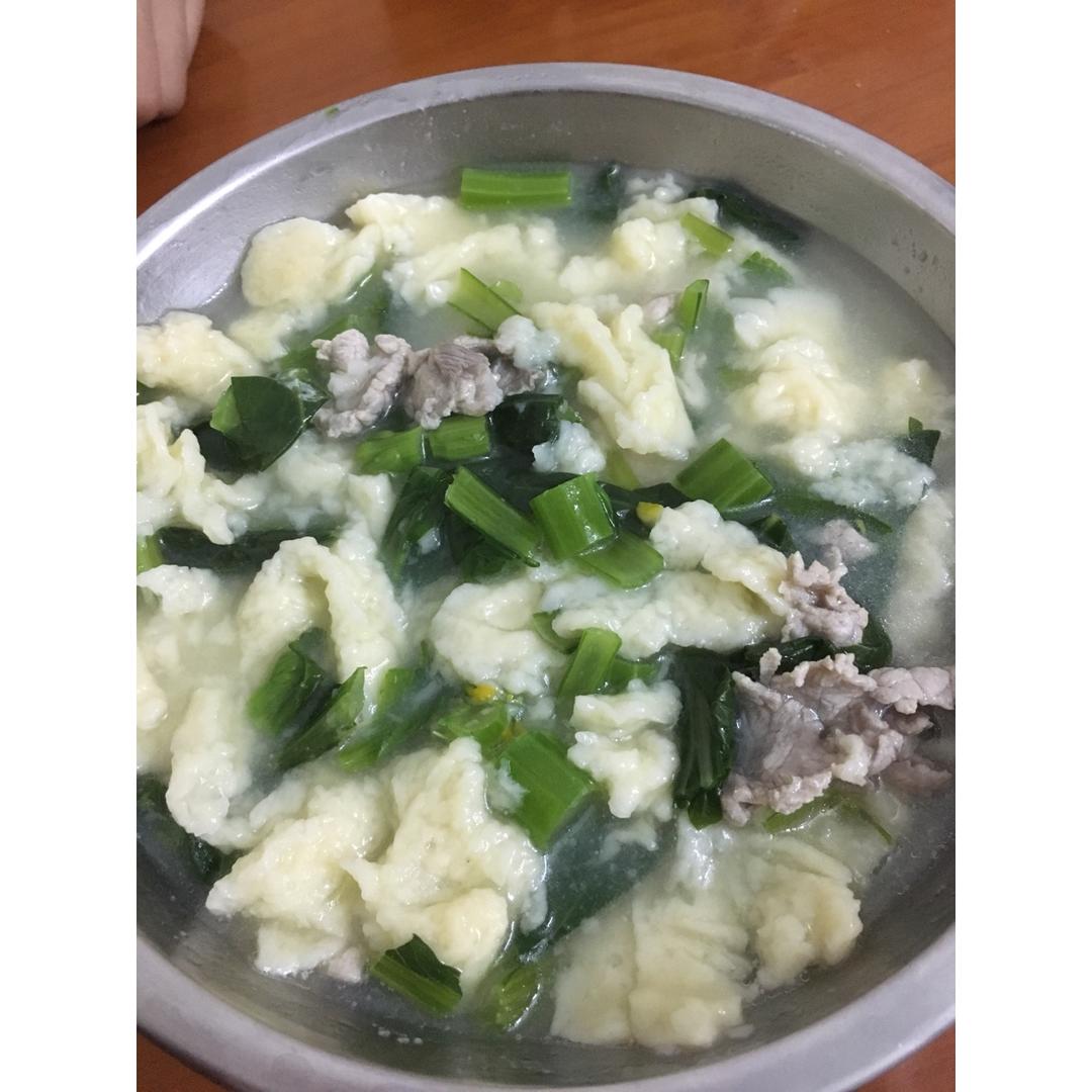 青菜鸡蛋疙瘩汤