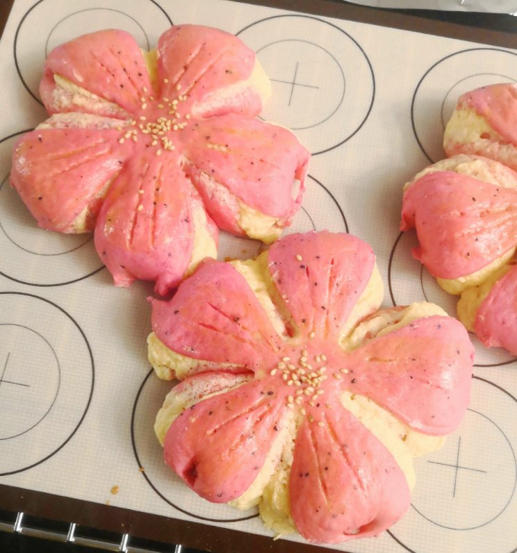 火龙果椰蓉樱花面包B51