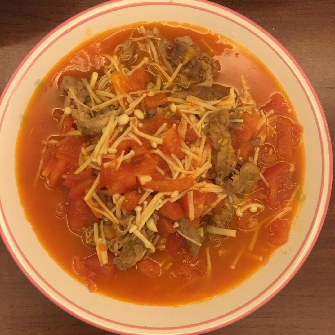 金针肥牛番茄锅