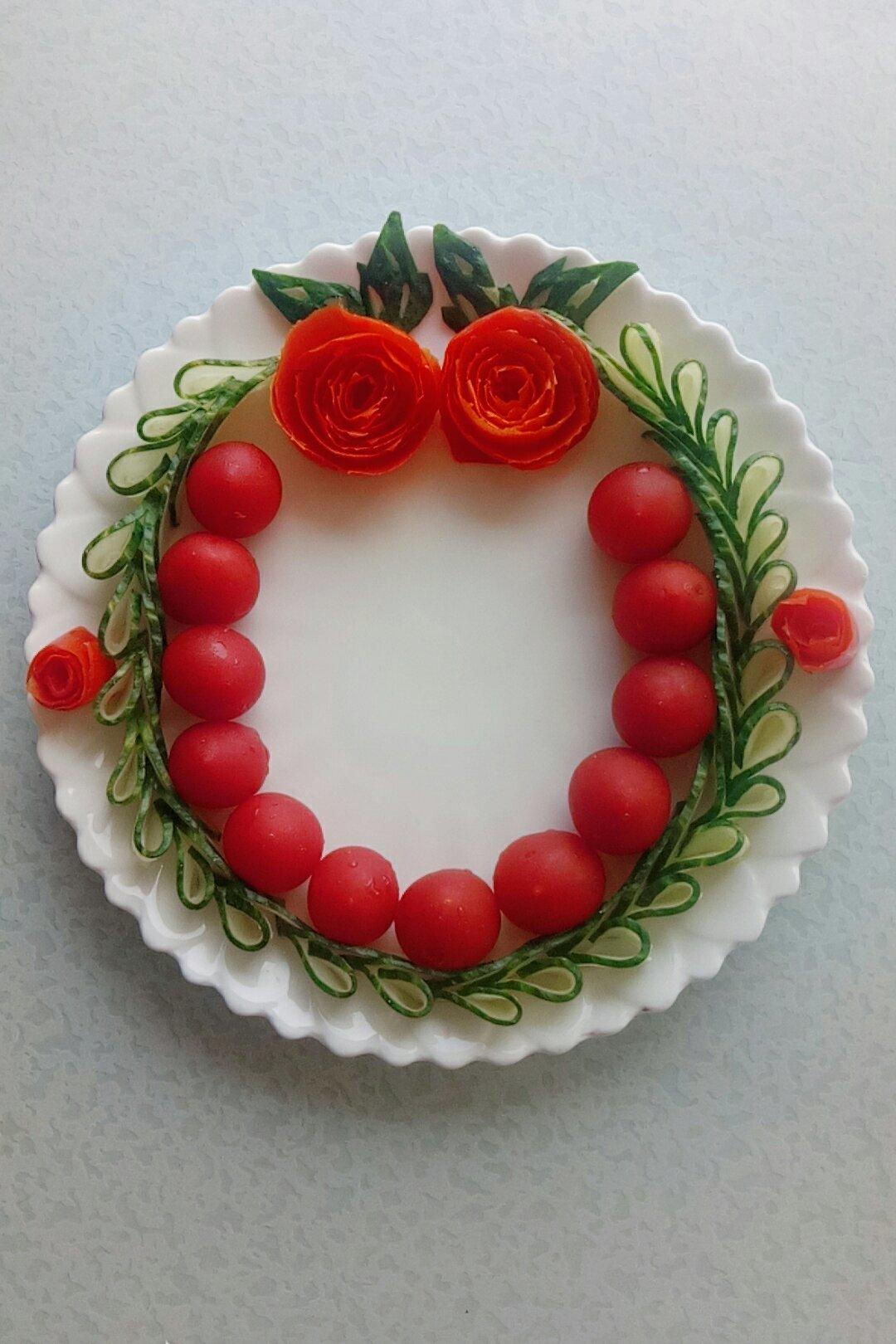 摆盘-玫瑰番茄花，一分钟学会