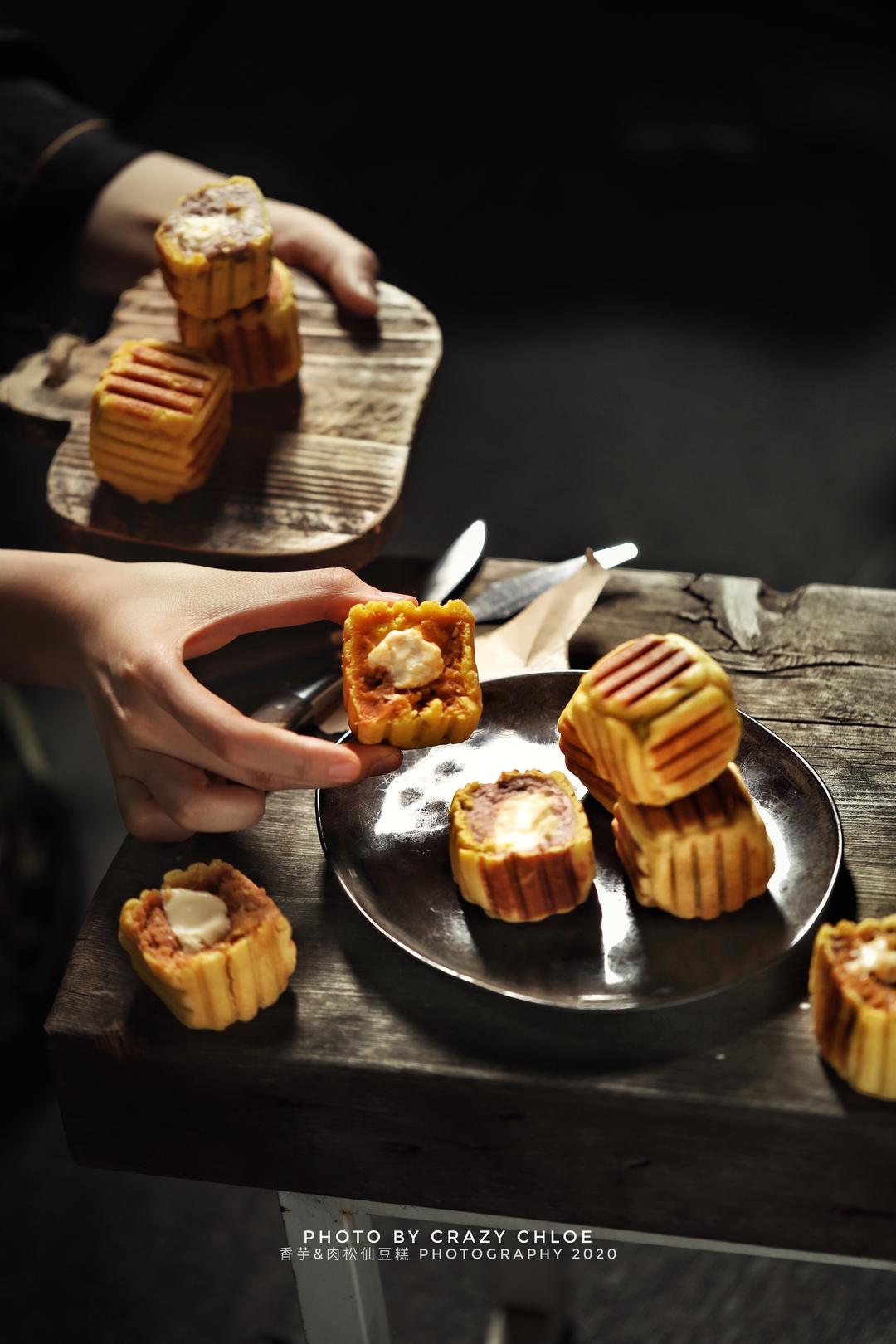 用三明治机做仙豆糕！（香芋乳酪&芋泥肉松）的做法