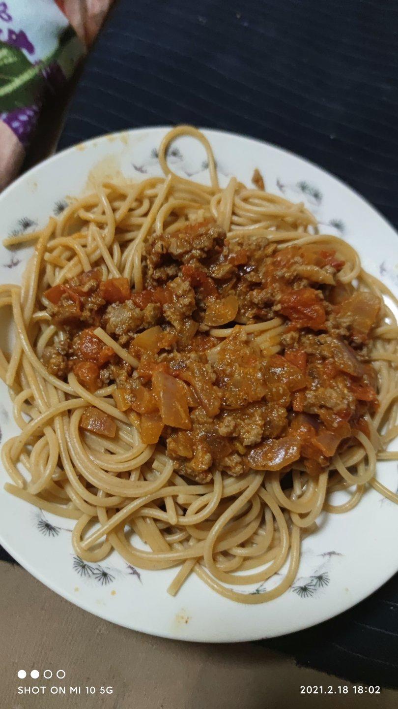 （完胜必胜客的）番茄肉酱意大利面～