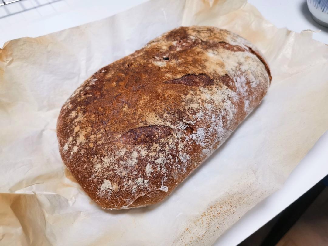 全麦亚麻籽免揉欧包