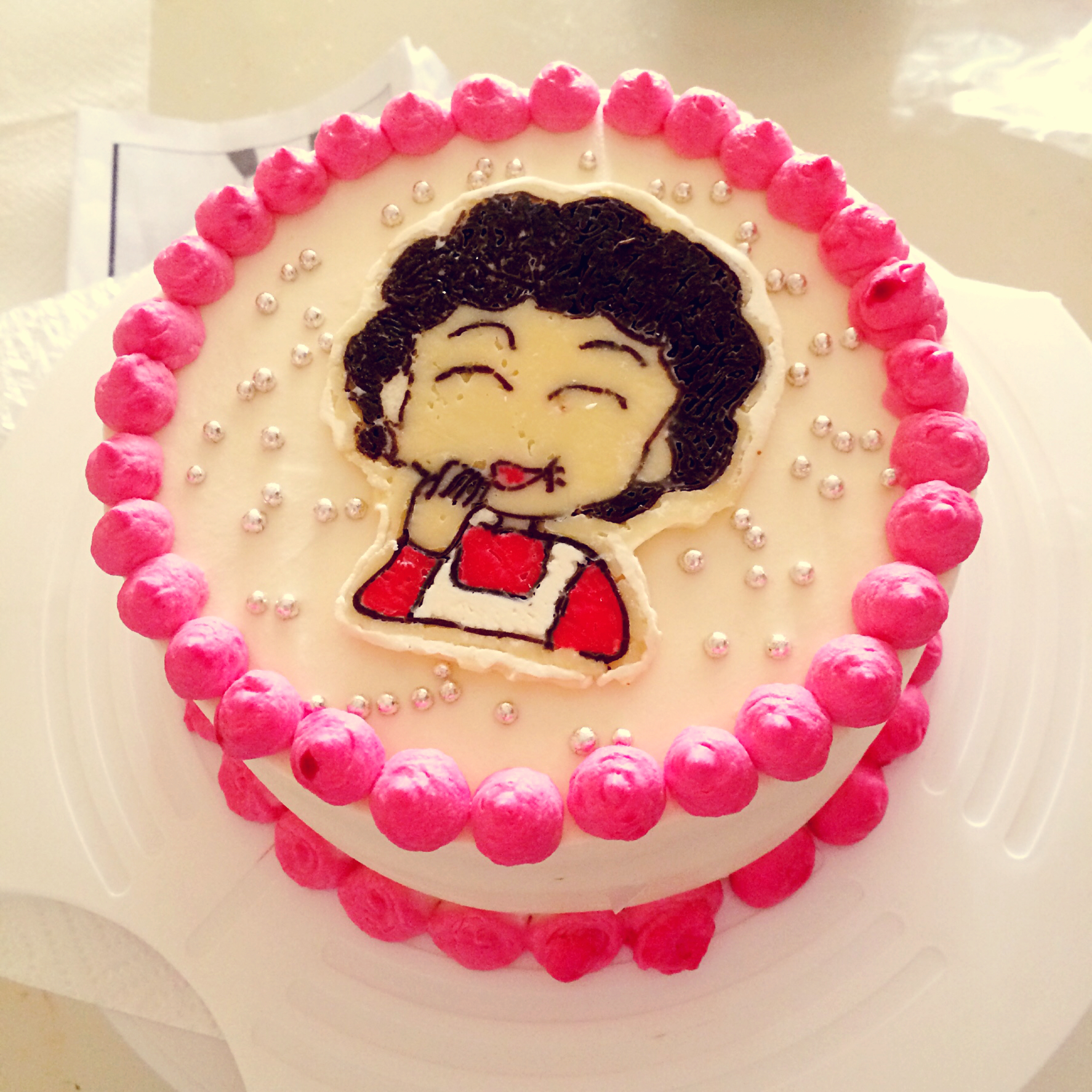 冰凌泡沫℡做的小丸子妈妈生日蛋糕奶油转印
