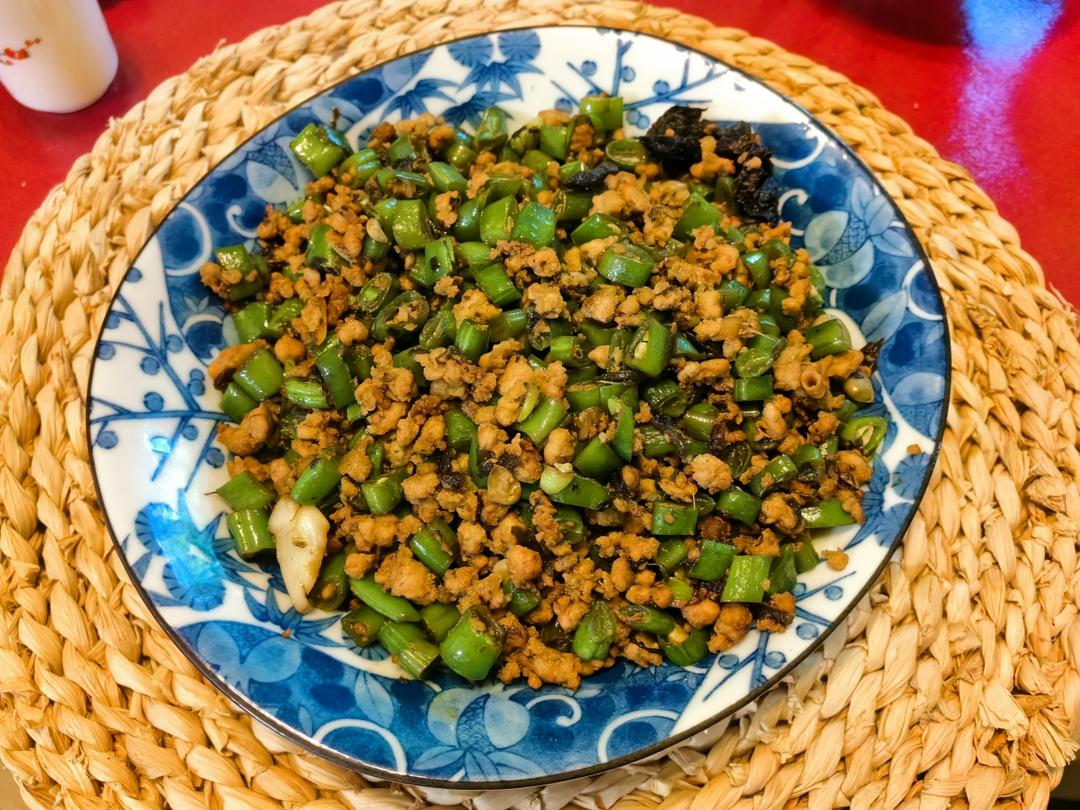 肉末橄榄菜炒四季豆/豆角