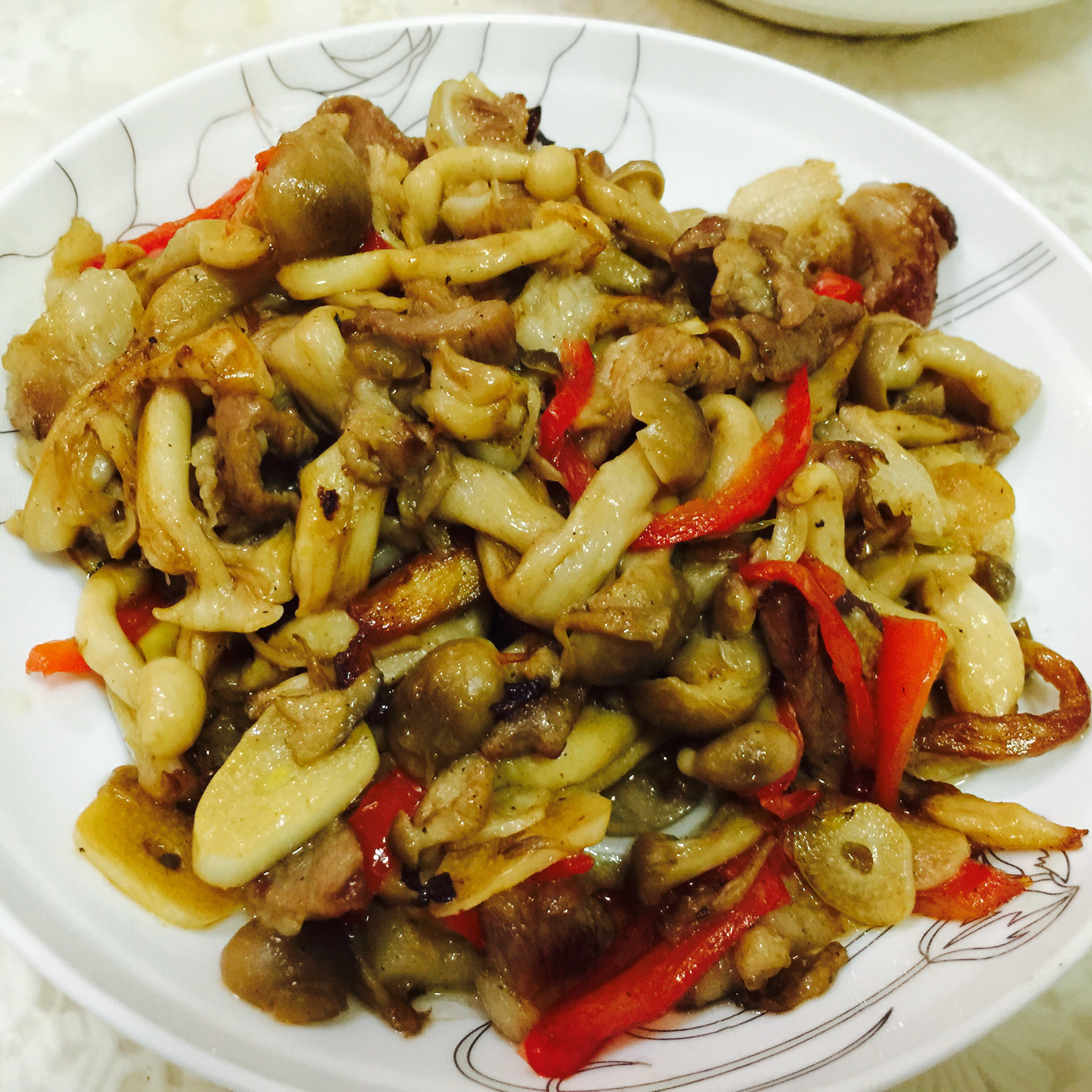 黑椒蟹味菇炒肉