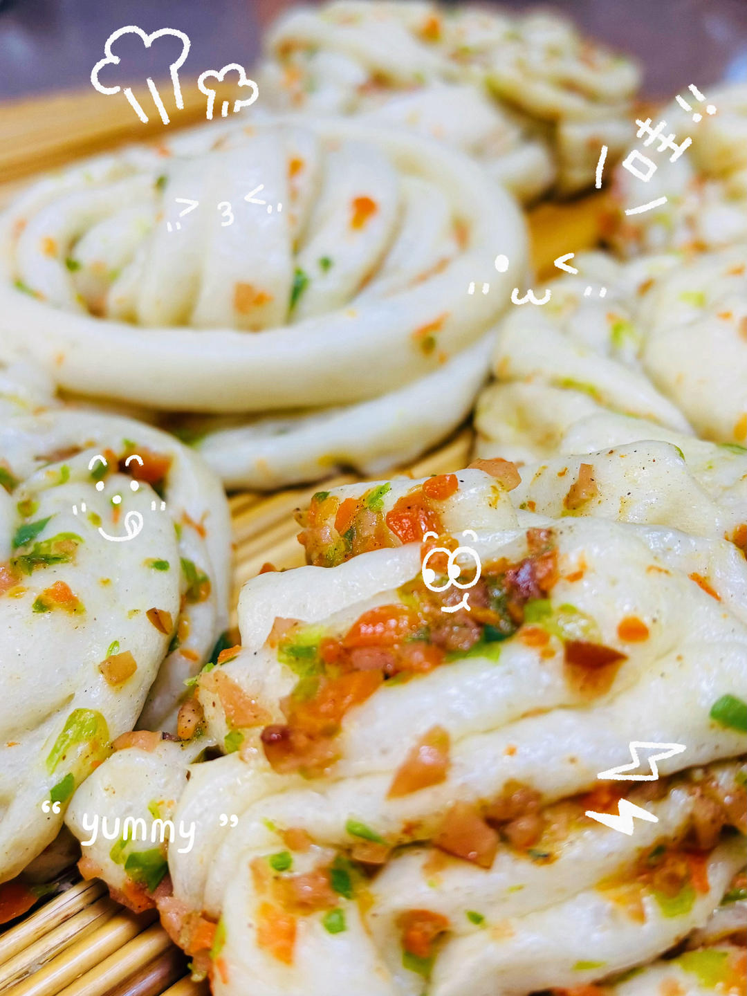 花卷 葱花火腿卷 香软可口(‼️一次发酵法 内附三种花卷整形做法)