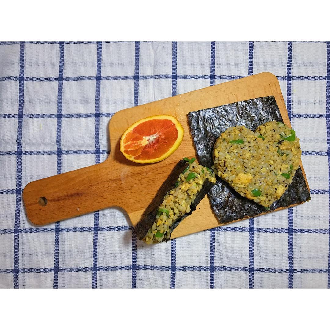 #低卡料理# 青椒蛋饭团