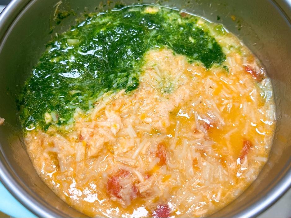 宝宝辅食番茄三文鱼菠菜面7➕