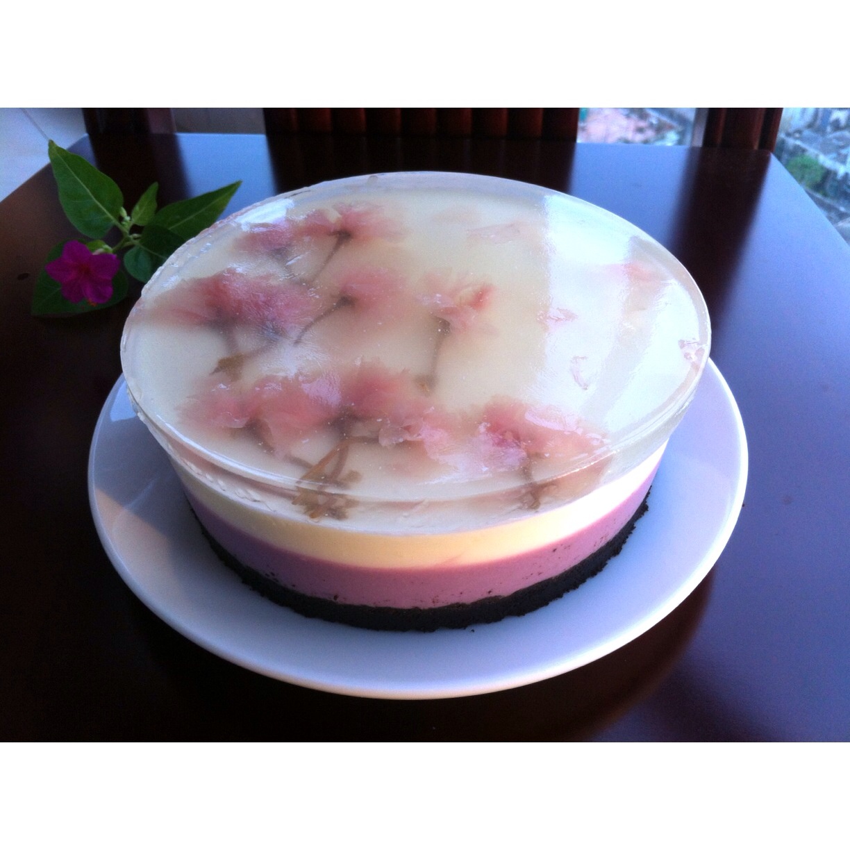 樱花双色紫薯慕斯