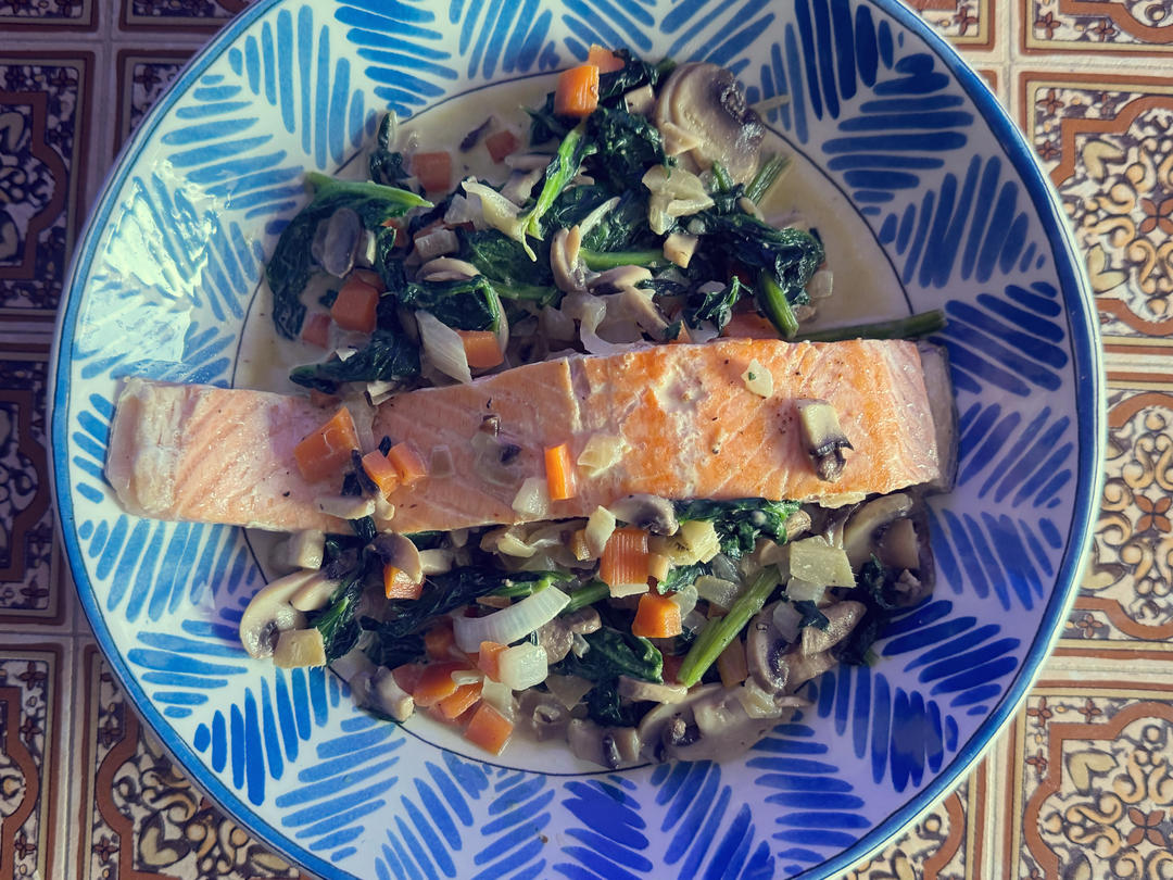 Brunch&一人食｜低卡版奶油菠菜三文鱼｜Creamy Salmon✨