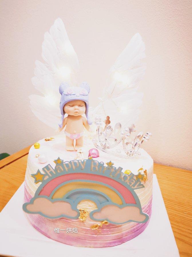 1周岁生日蛋糕（无糖香蕉戚风+无糖希腊酸奶抹面）