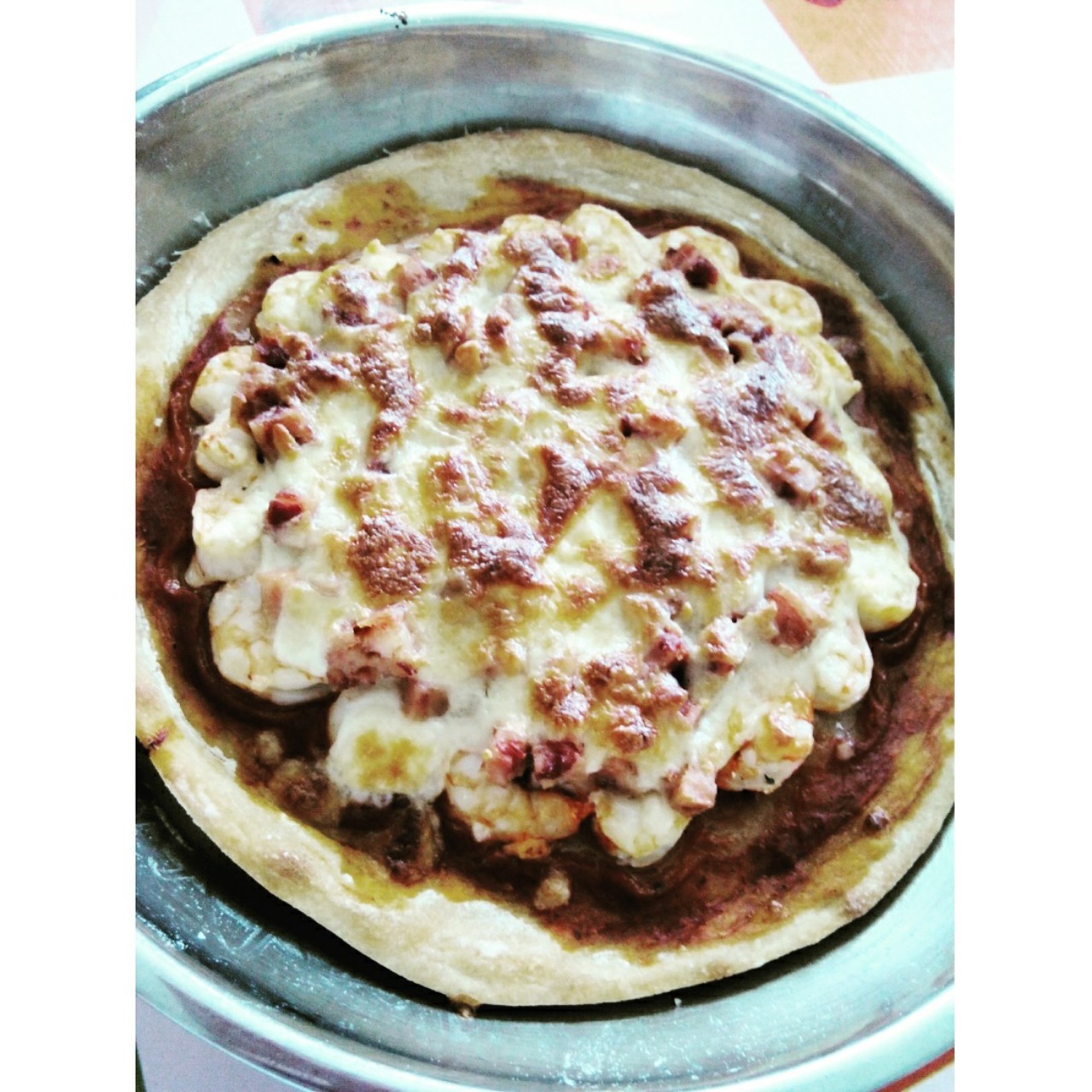 厚底鲜虾培根披萨