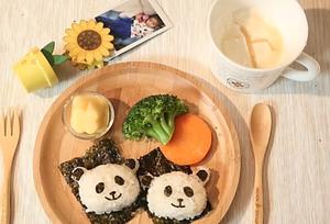 【好这口儿之萌宝厨房】萌系熊猫饭团的做法 步骤3